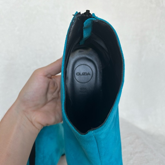 Ghita Turquoise Suede Ankle Booties - Picture 4 of 7